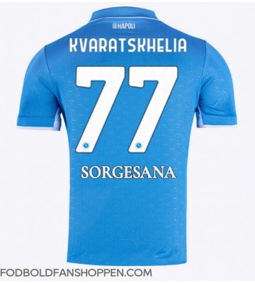 SSC Napoli Khvicha Kvaratskhelia #77 Hjemmebanetrøje 2024-25 Kortærmet